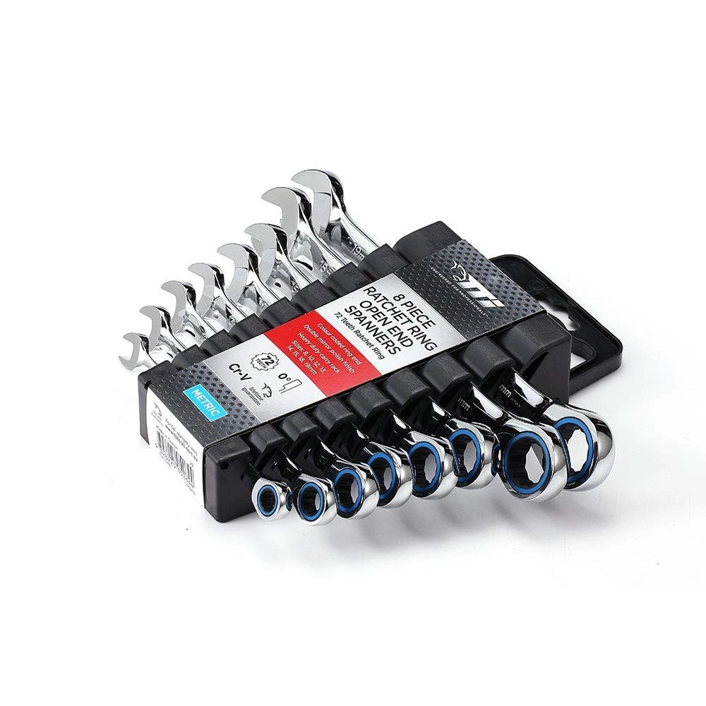 TTI 72T Metric Ratcheting Ring/Open-End Spanner Set - 8 Piece TRTSM8 4 TTI 72T Metric Ratcheting Ring/Open-End Spanner Set - 8 Piece TRTSM8 - Image 2