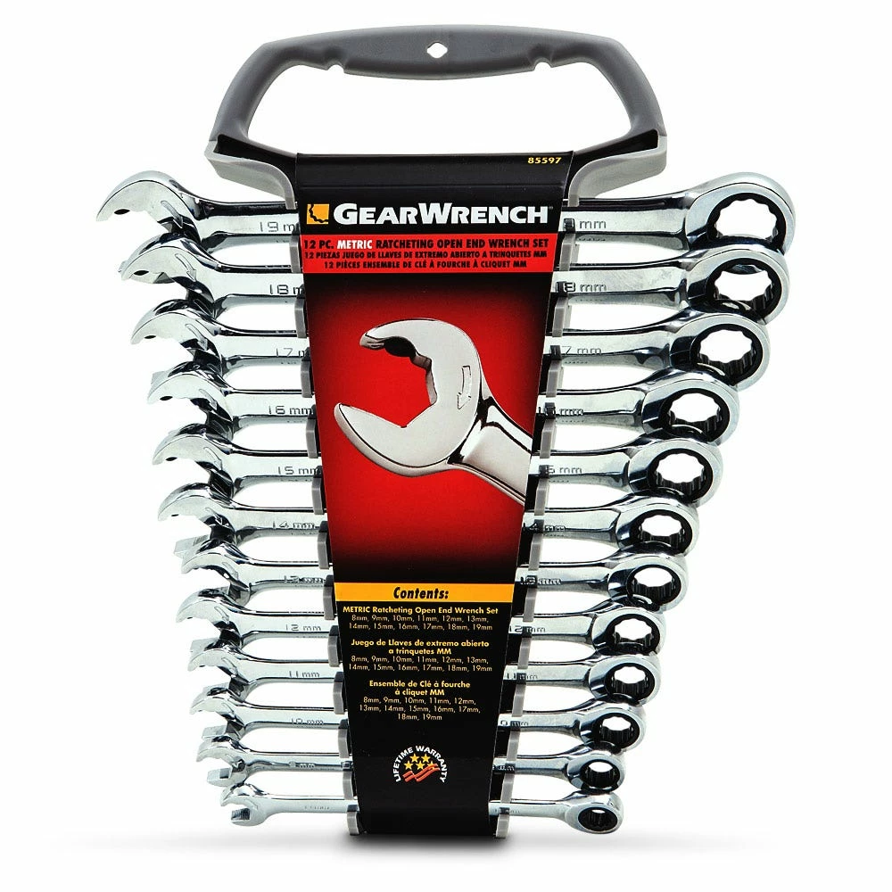 GEARWRENCH 12 Piece 12 Point Open End Ratcheting Metric Wrench Set 85597 3 GEARWRENCH 12 Piece 12 Point Open End Ratcheting Metric Wrench Set 85597
